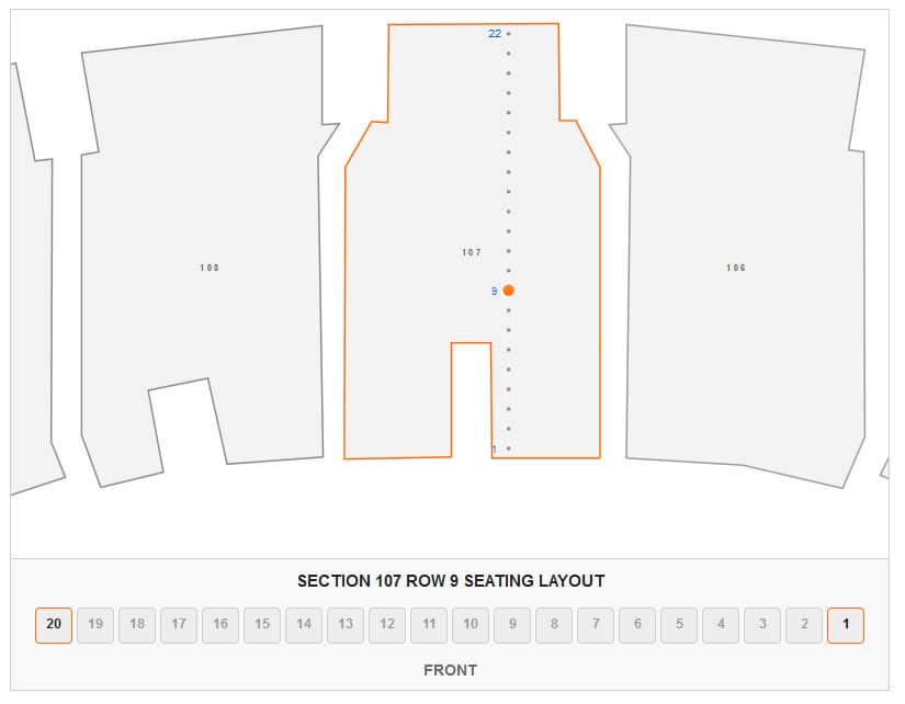 How Many Seats Per Row In Section 107 At Madison Square Garden