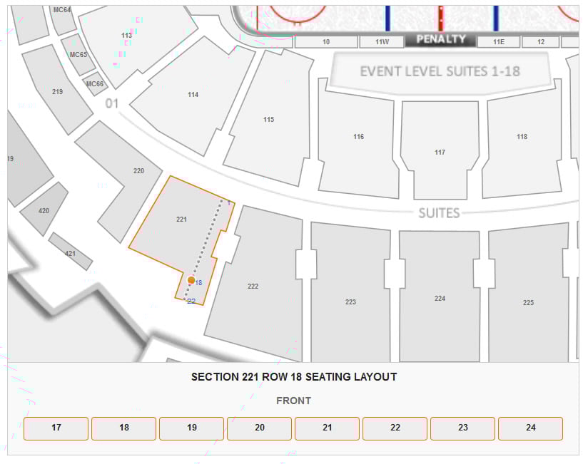 Seats in Section 221 Row 18 at Madison Square Garden