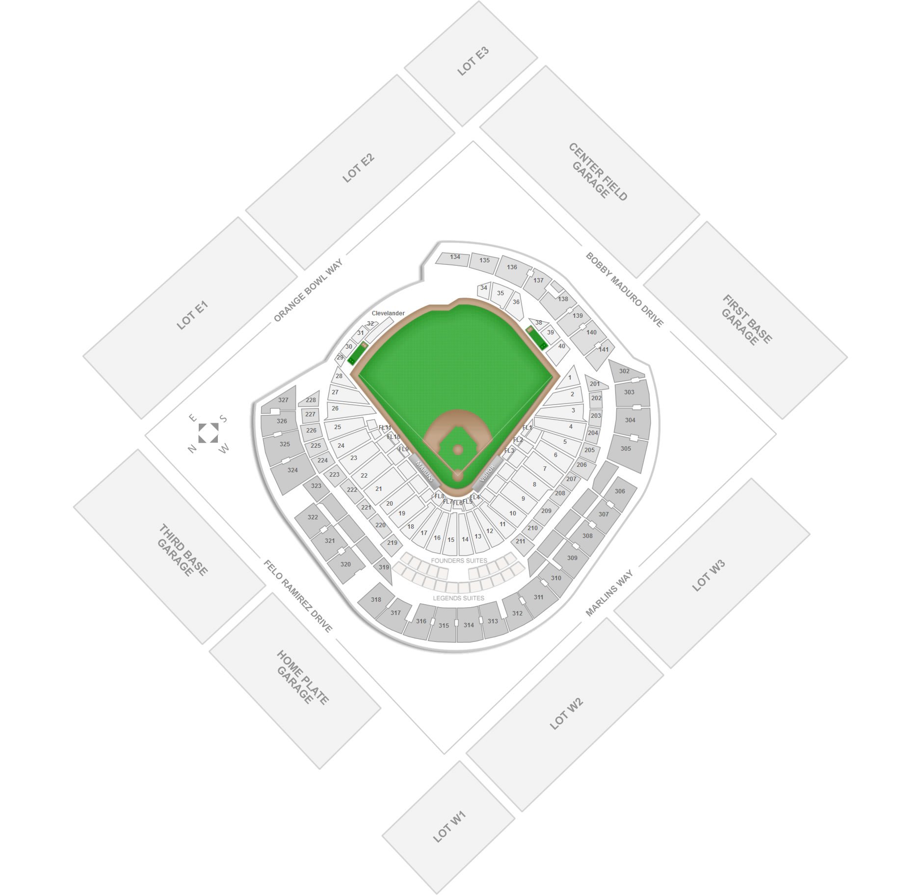 Parking Lot Map for Marlins Park