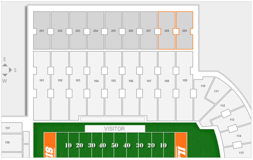 Visitor Seating Location at Memorial Stadium