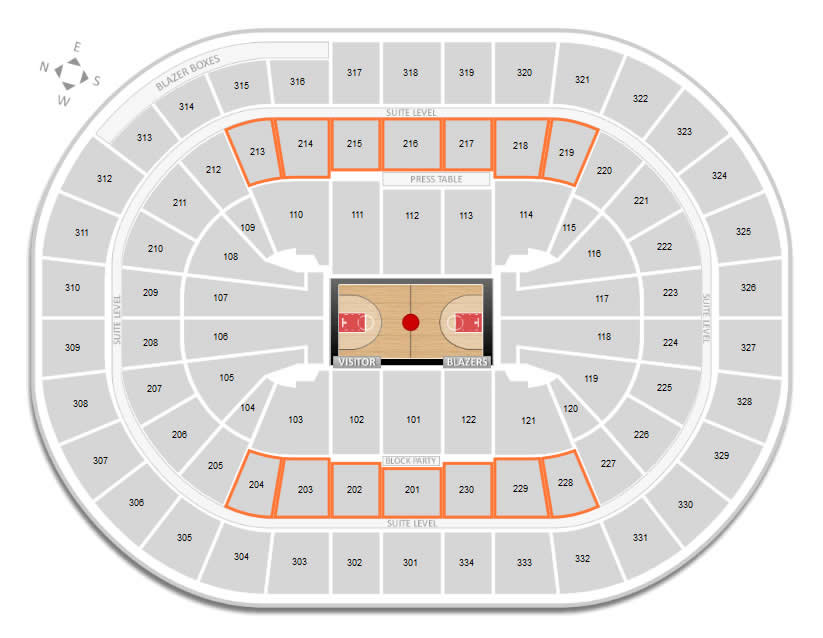 Club Seating Locations at Moda Center for Trailblazers Games