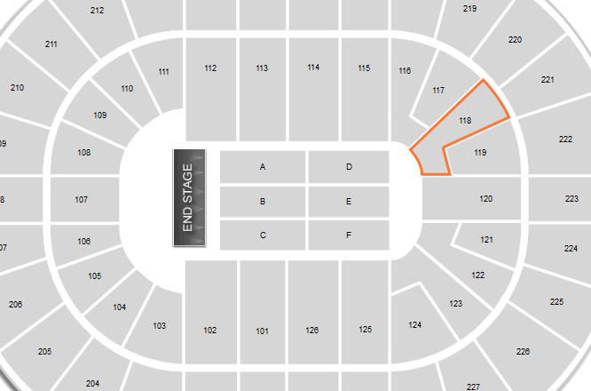 Section 118 Seating Location for Concerts at Palace of Auburn Hills