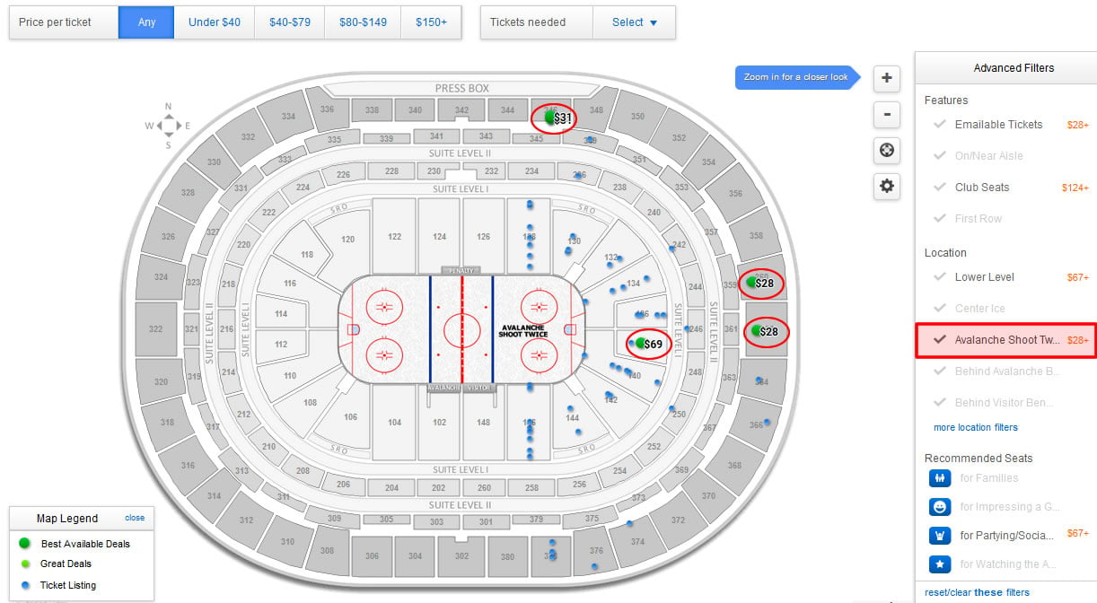 Pepsi Center Seating Chart With Rows