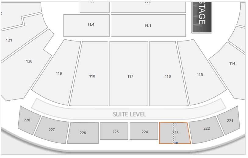 sprint center section 223 seating layout