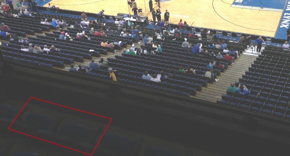 Front row legroom on the upper level at Target Center