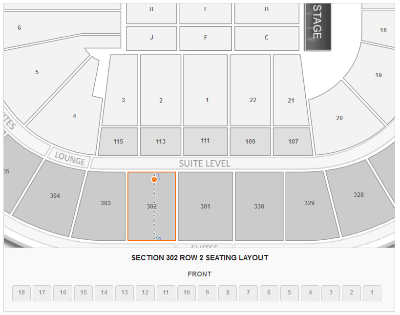 Section 302 Row 2 Seating Layout