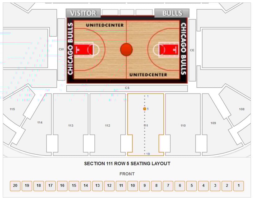 Seating Layout in Section 111 Row 5