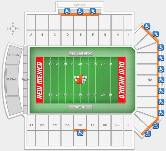 Handicap seating locations at University Stadium