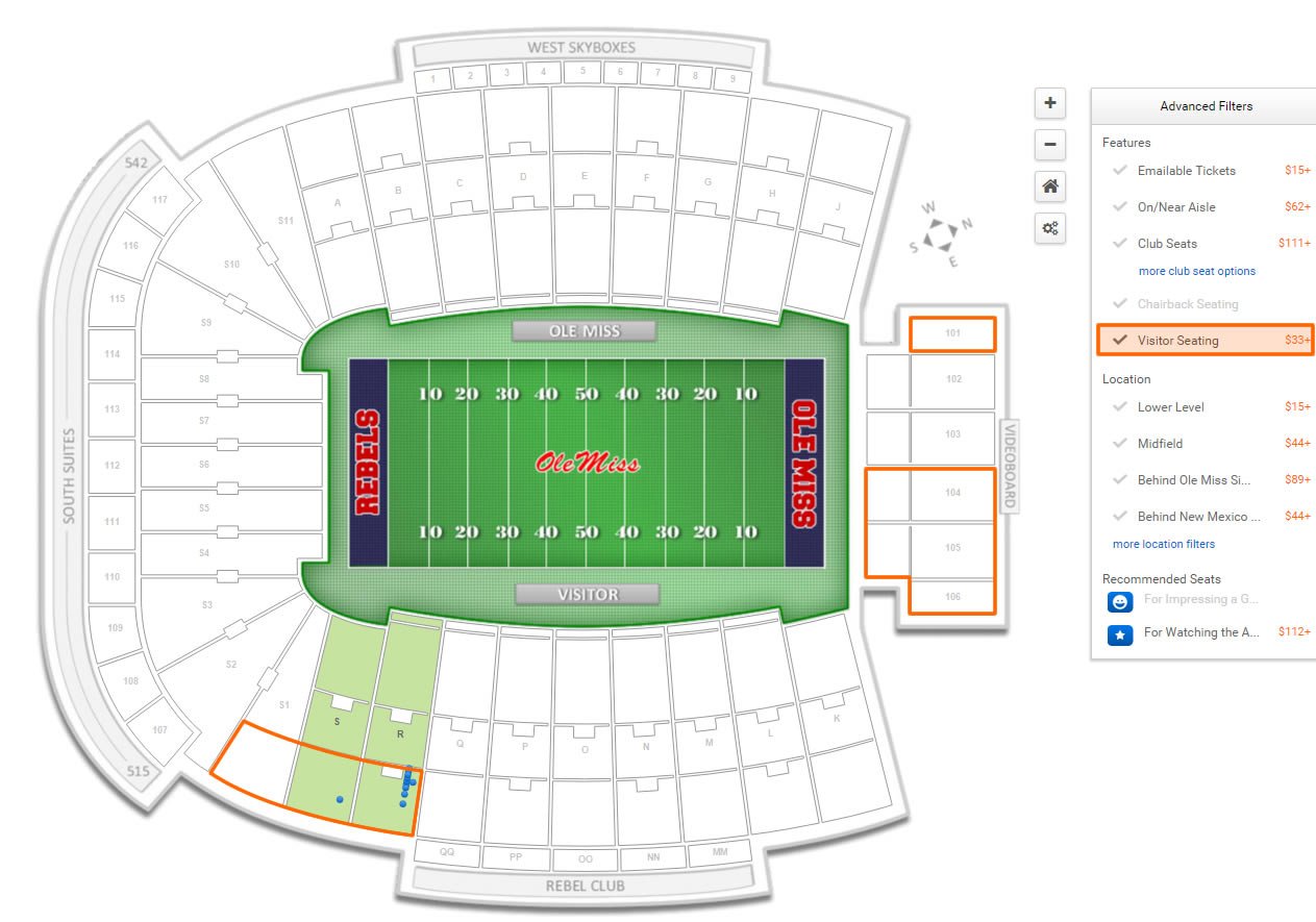 Vaught Hemingway Stadium Virtual Seating Chart