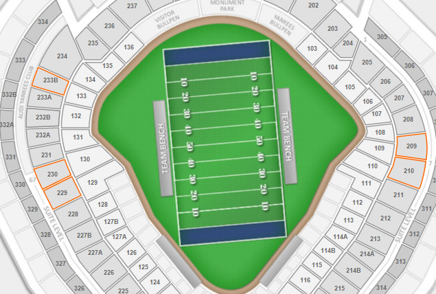 Yankee Stadium Seating Chart Football Games