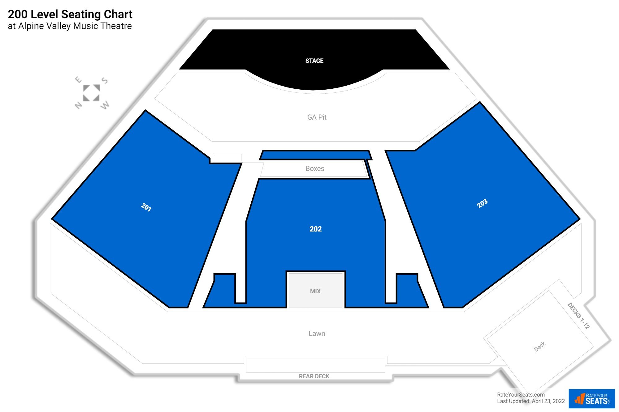 Concert 200 Level Seating Chart at Alpine Valley Music Theatre
