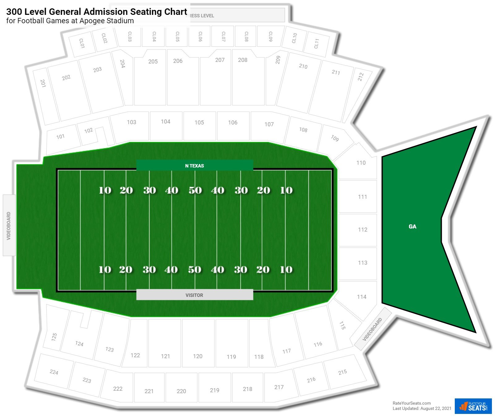 click to enlarge Football 300 Level General Admission Seating Chart at DATCU Stadium
