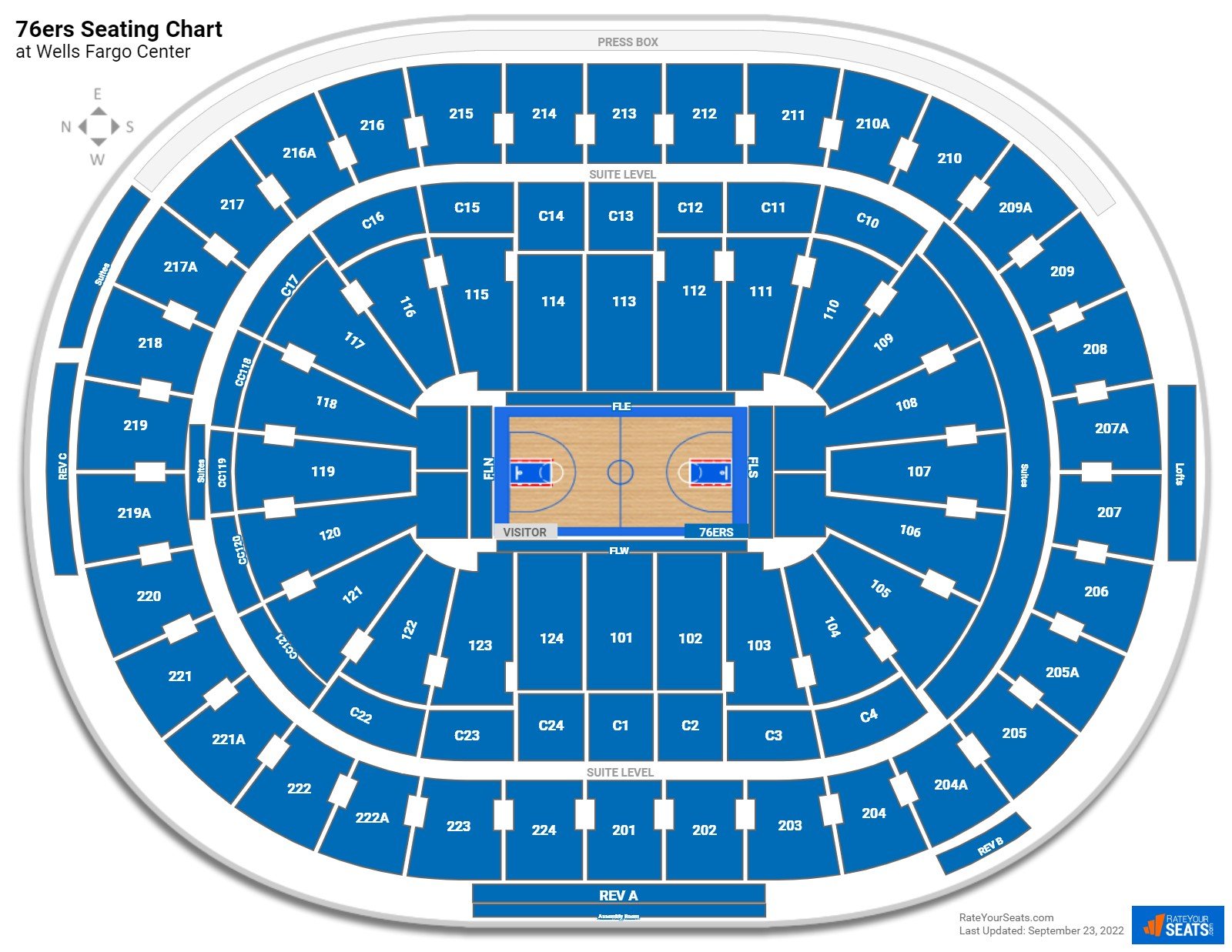 Philadelphia 76ers Seating Chart at Wells Fargo Center