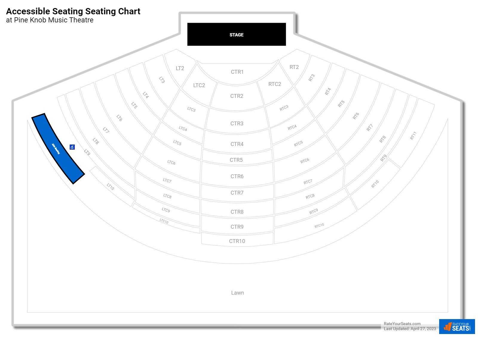 click to enlarge Concert Accessible Seating Seating Chart at Pine Knob Music Theatre