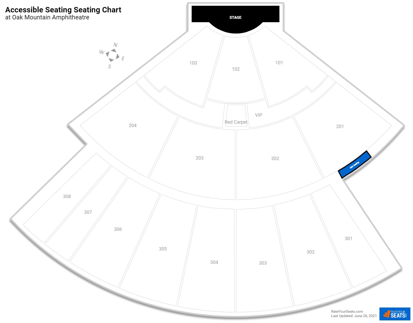 Concert Accessible Seating Seating Chart at Oak Mountain Amphitheatre