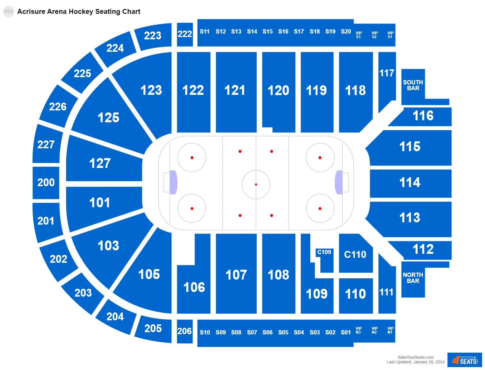 Interactive seating chart Hockey seating chart at Acrisure Arena