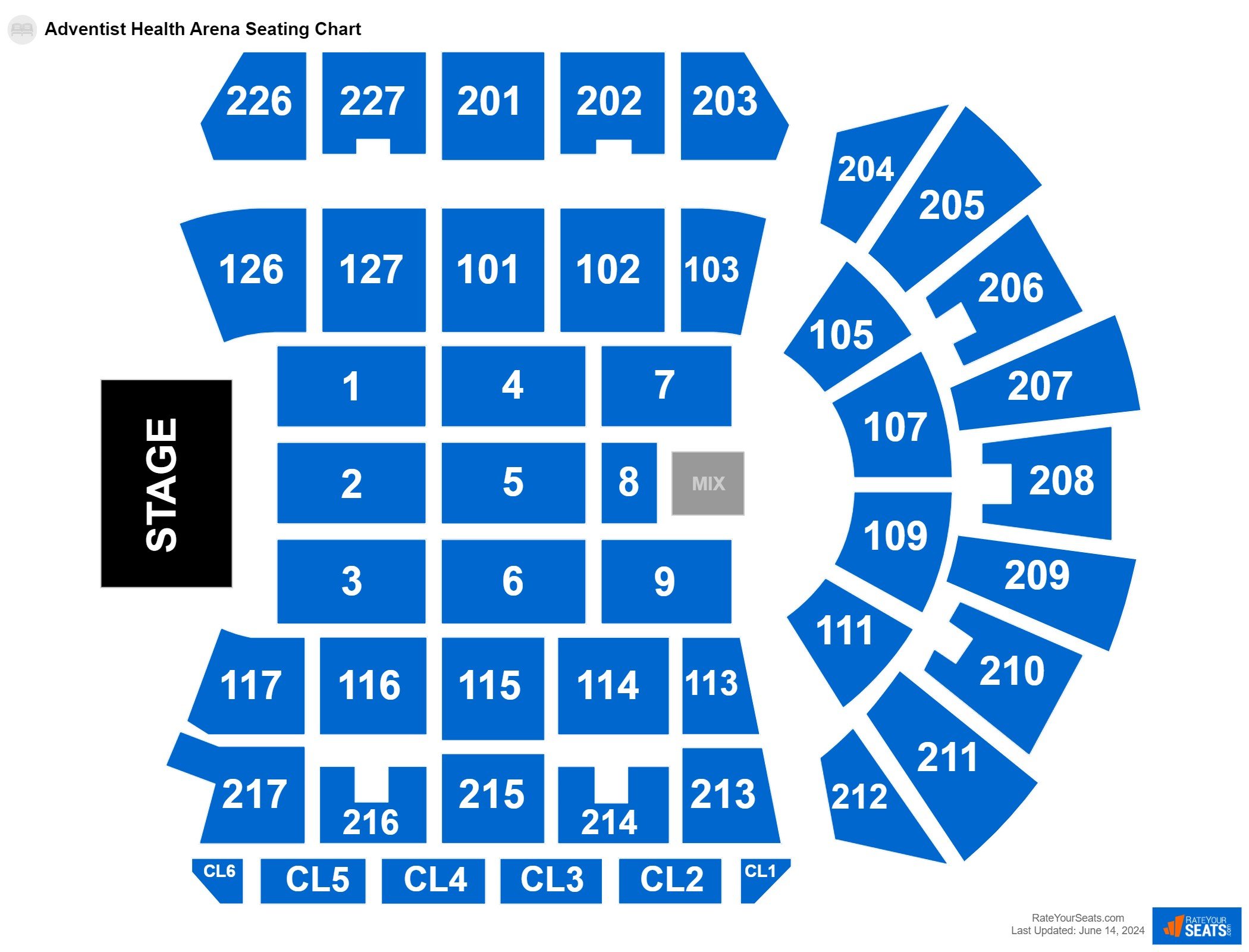 Interactive seating chart Comedy seating chart at Adventist Health Arena