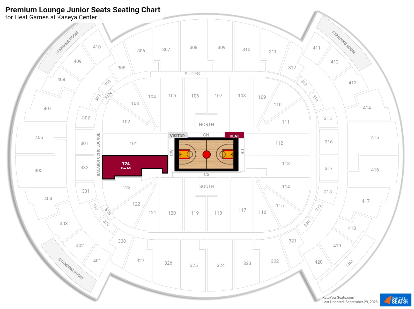 Heat AmericanAirlines Lounge Junior Seats Seating Chart at FTX Arena