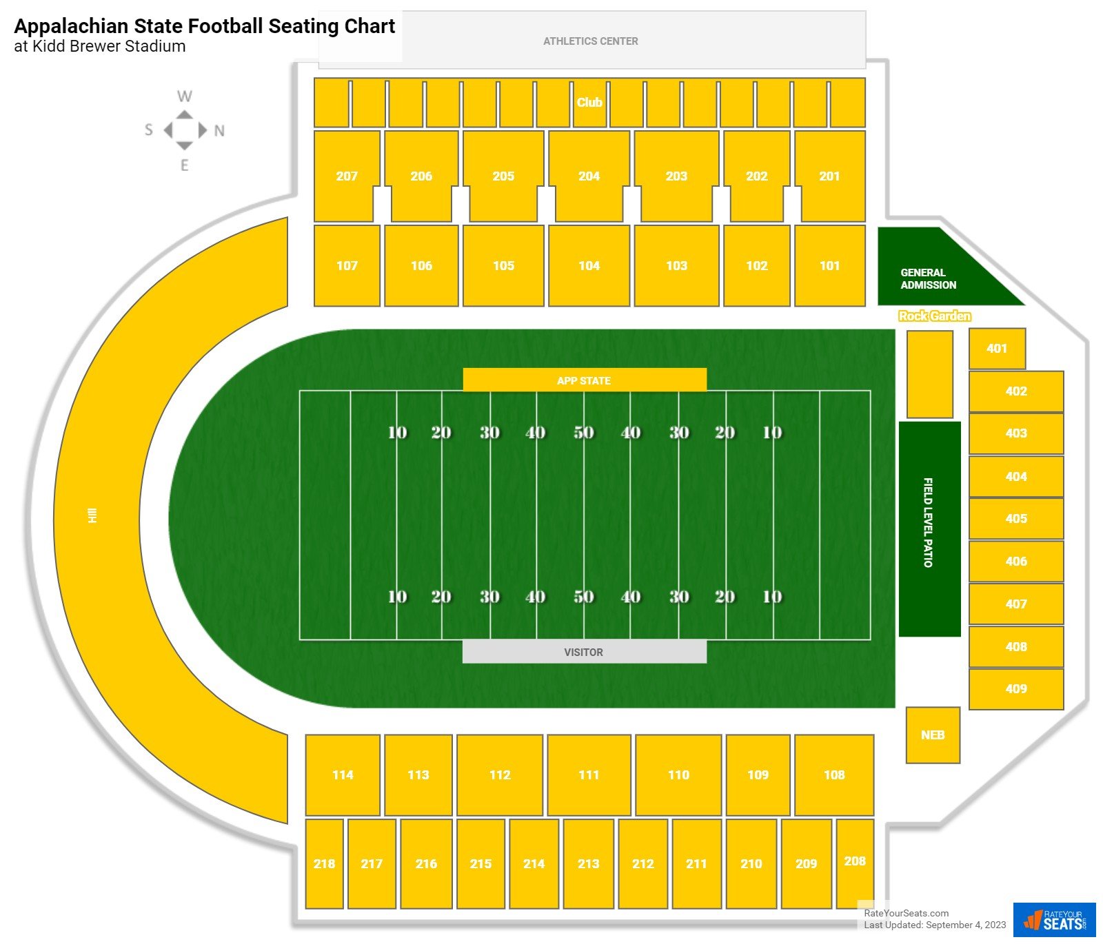 Appalachian State Mountaineers Seating Chart at Kidd Brewer Stadium