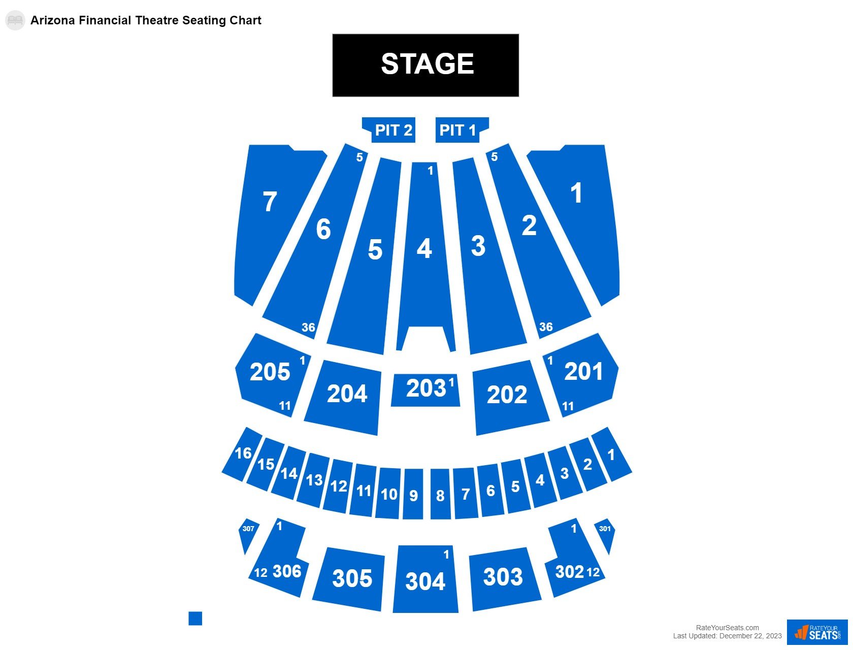 Interactive seating chart Comedy seating chart at Arizona Financial Theatre