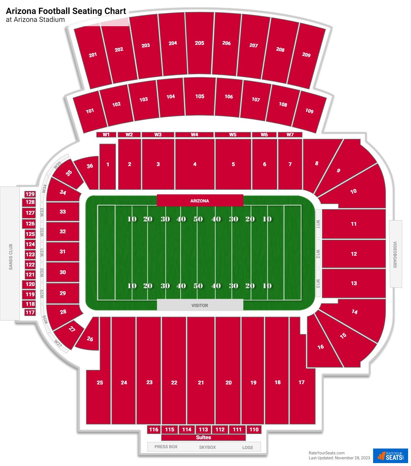 Arizona Wildcats Seating Chart at Arizona Stadium