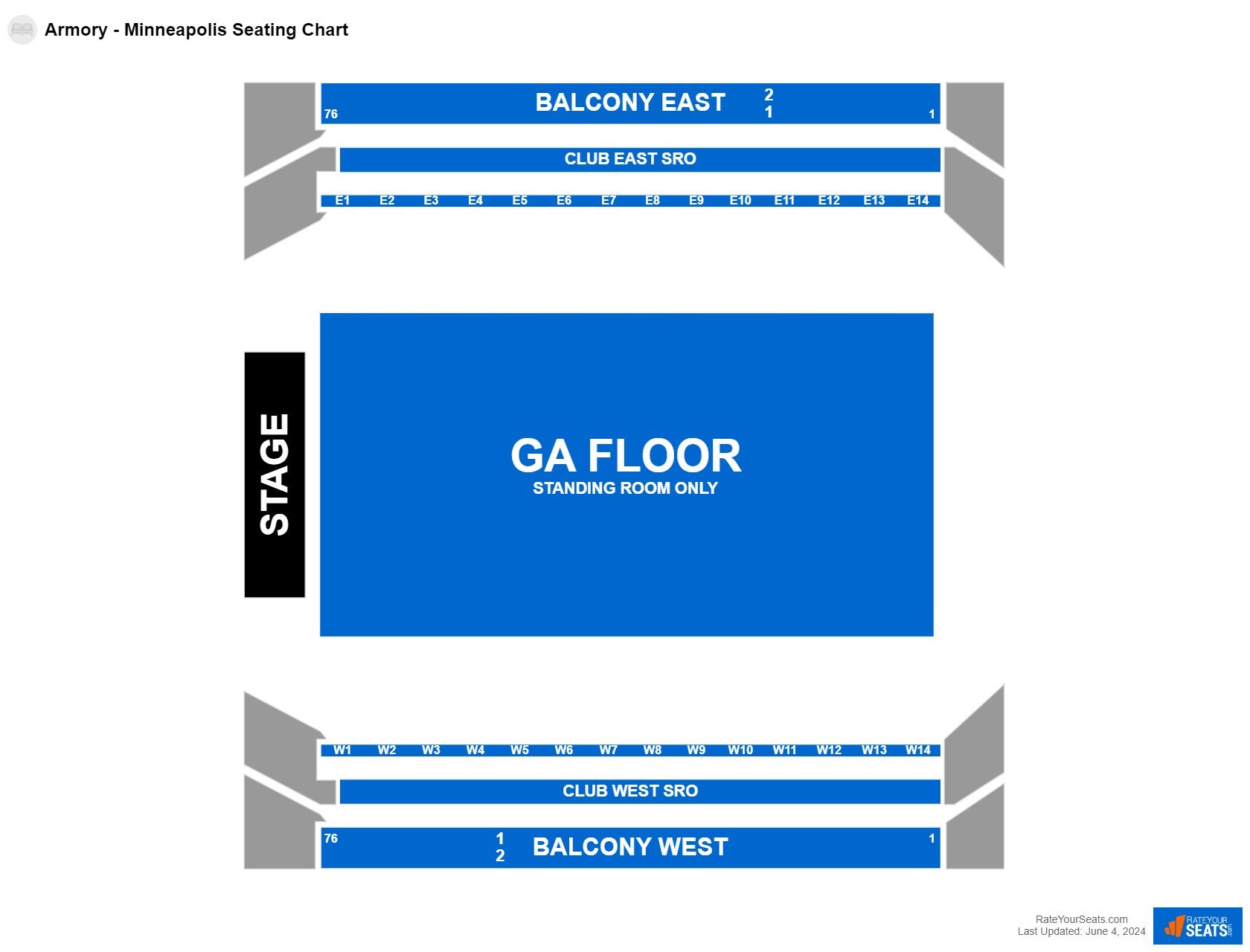 Interactive seating chart Concert seating chart at Armory - Minneapolis