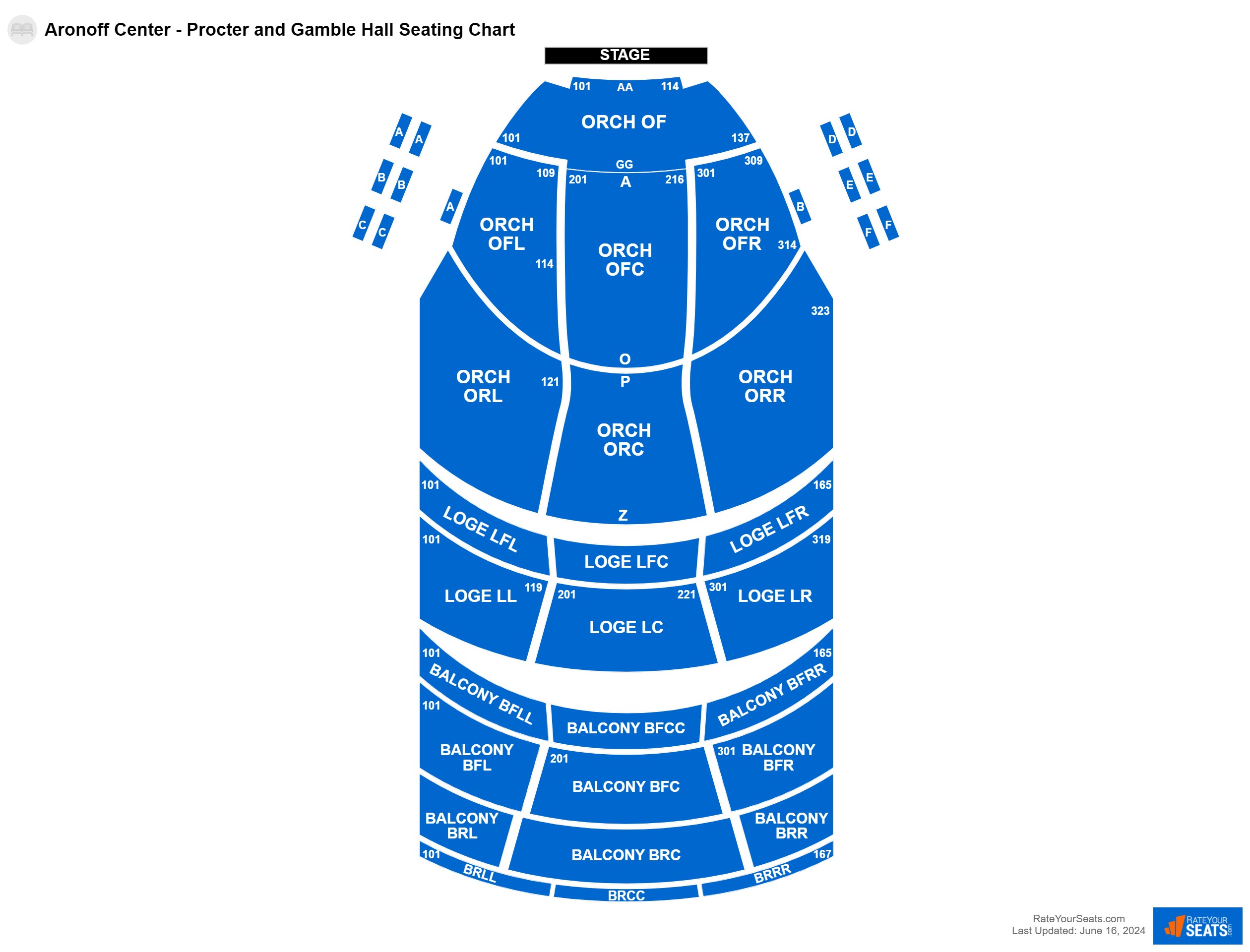 Interactive seating chart Concert seating chart at Aronoff Center - Procter and Gamble Hall