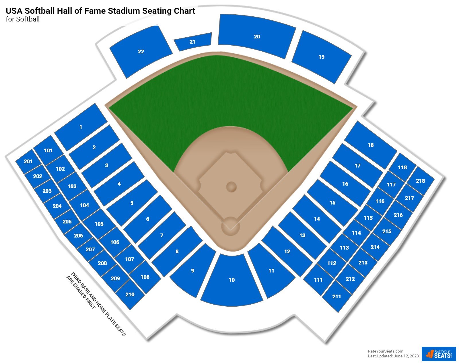USA Softball Hall of Fame Stadium Softball Seating Chart