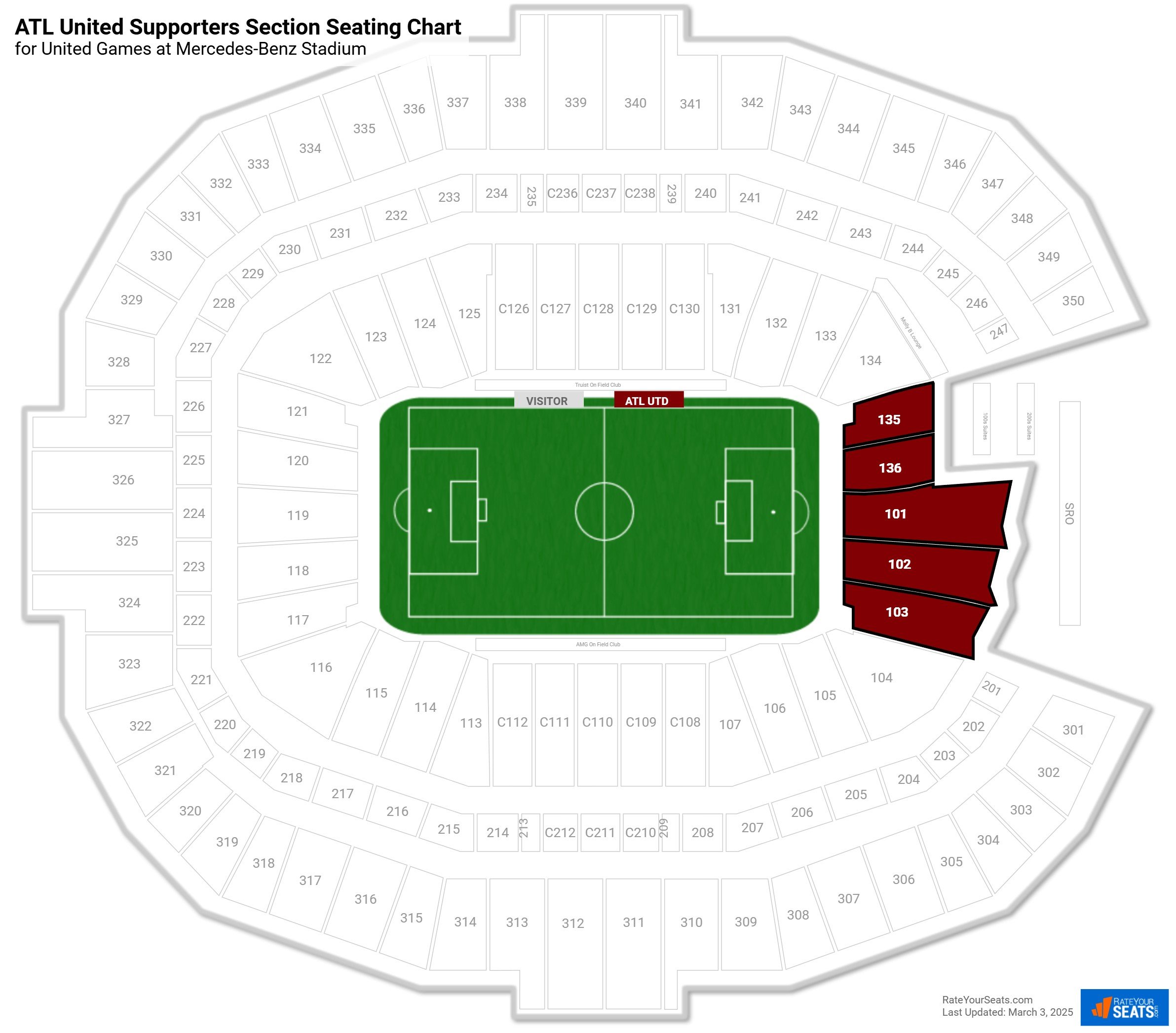 click to enlarge United ATL United Supporters Section Seating Chart at Mercedes-Benz Stadium