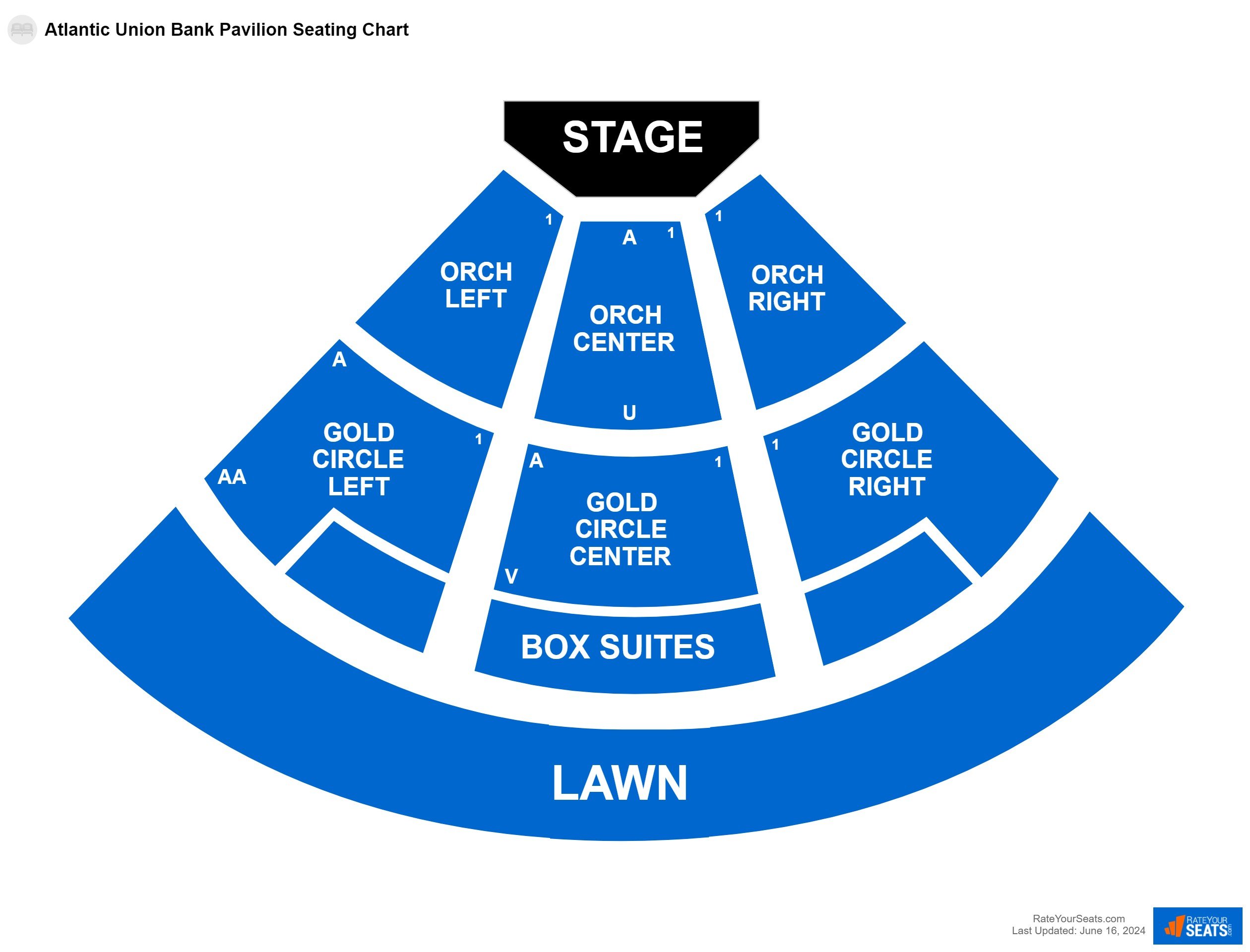 Interactive seating chart Concert seating chart at Atlantic Union Bank Pavilion