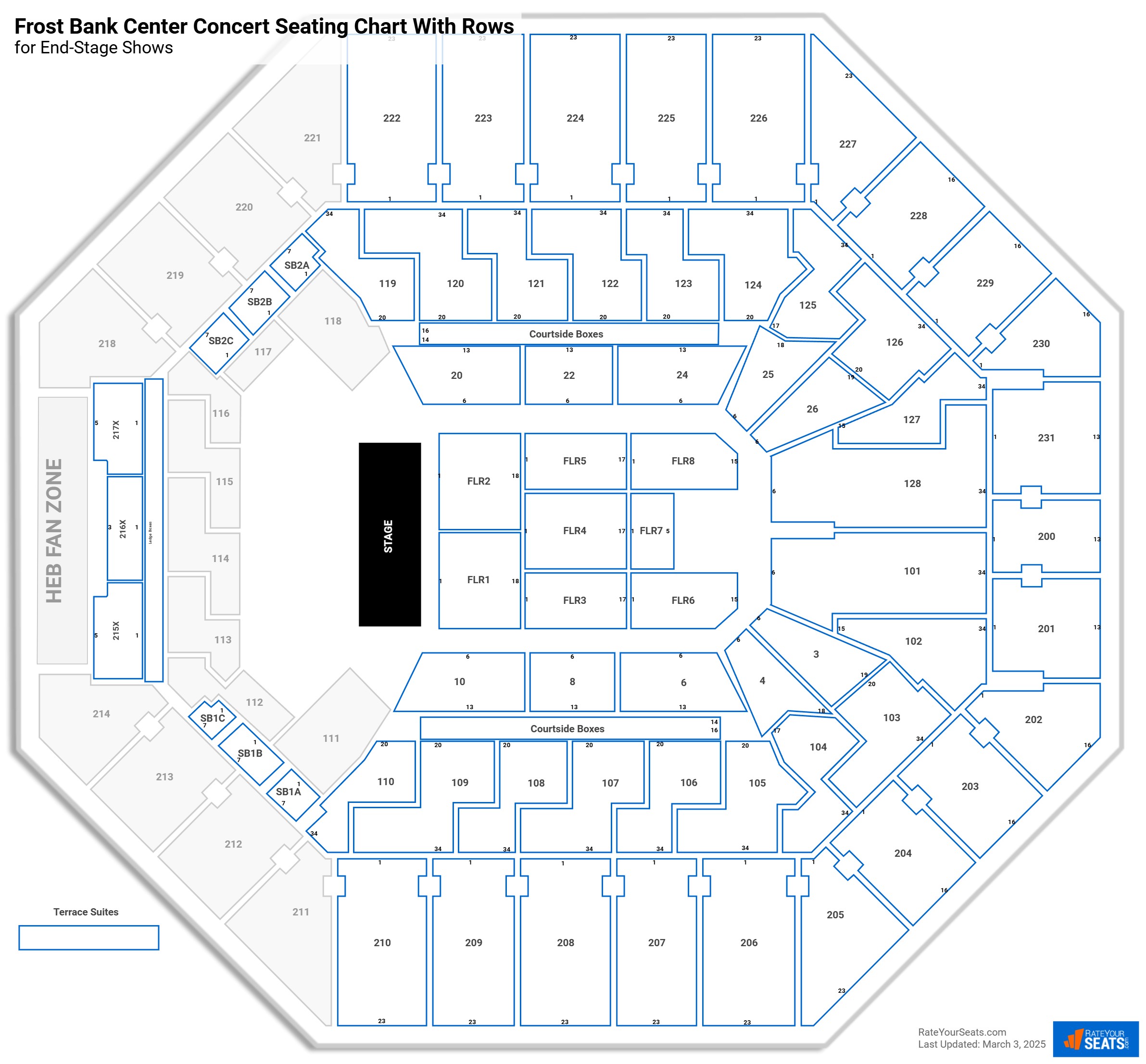 AT&T Center seating chart with rows concert