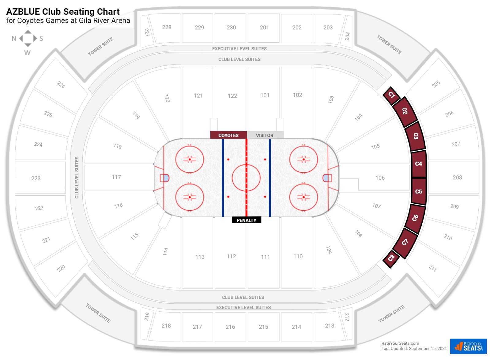 click to enlarge Coyotes AZBLUE Club Seating Chart at Gila River Arena