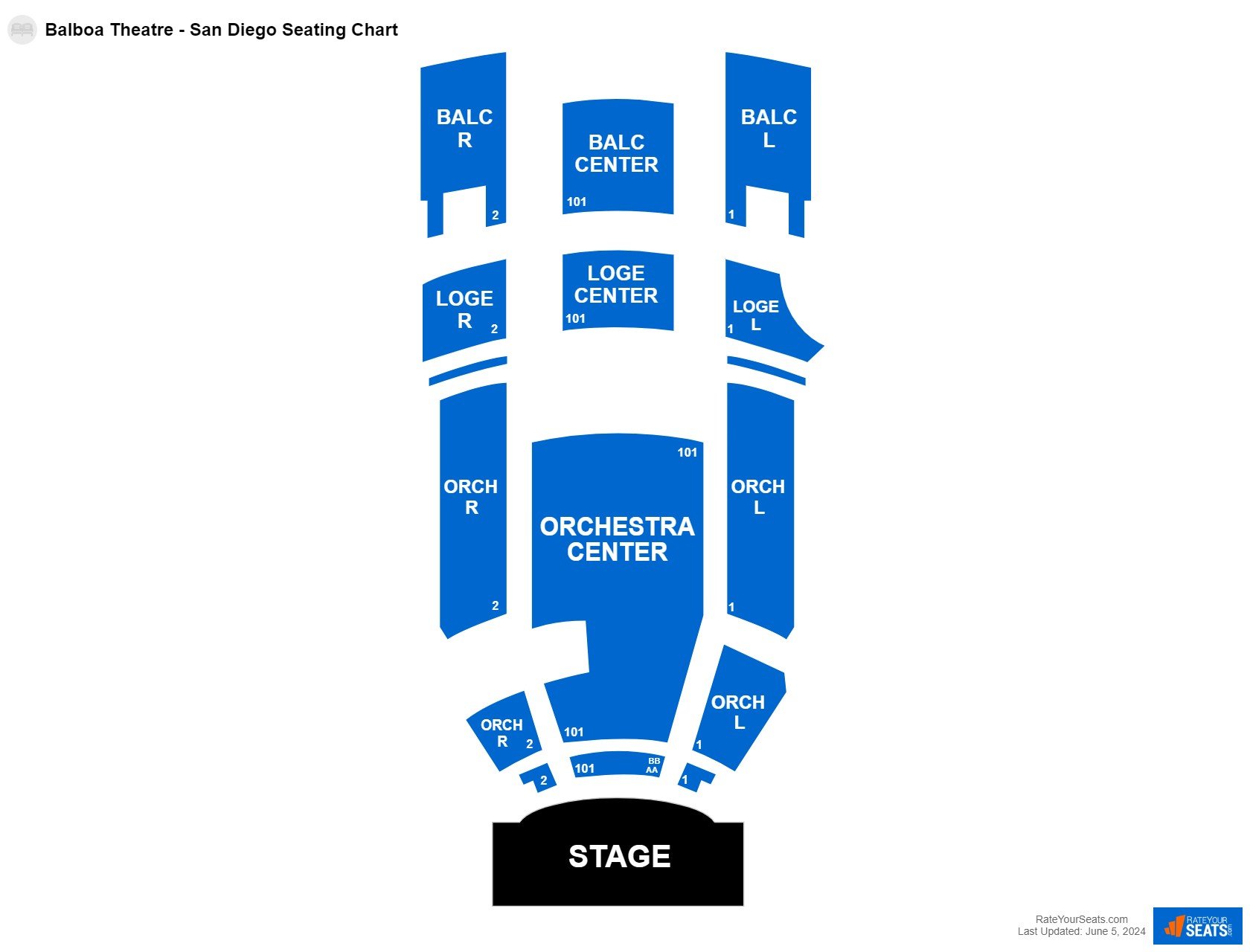 Interactive seating chart Comedy seating chart at Balboa Theatre - San Diego