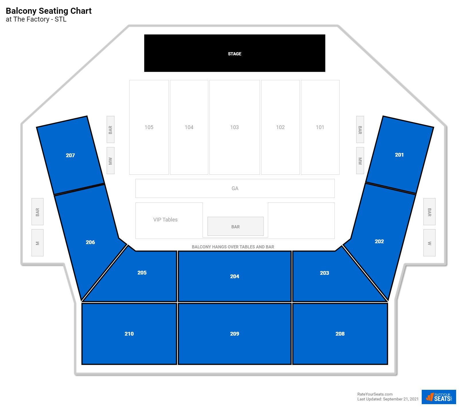click to enlarge Concert Balcony Seating Chart at The Factory - STL