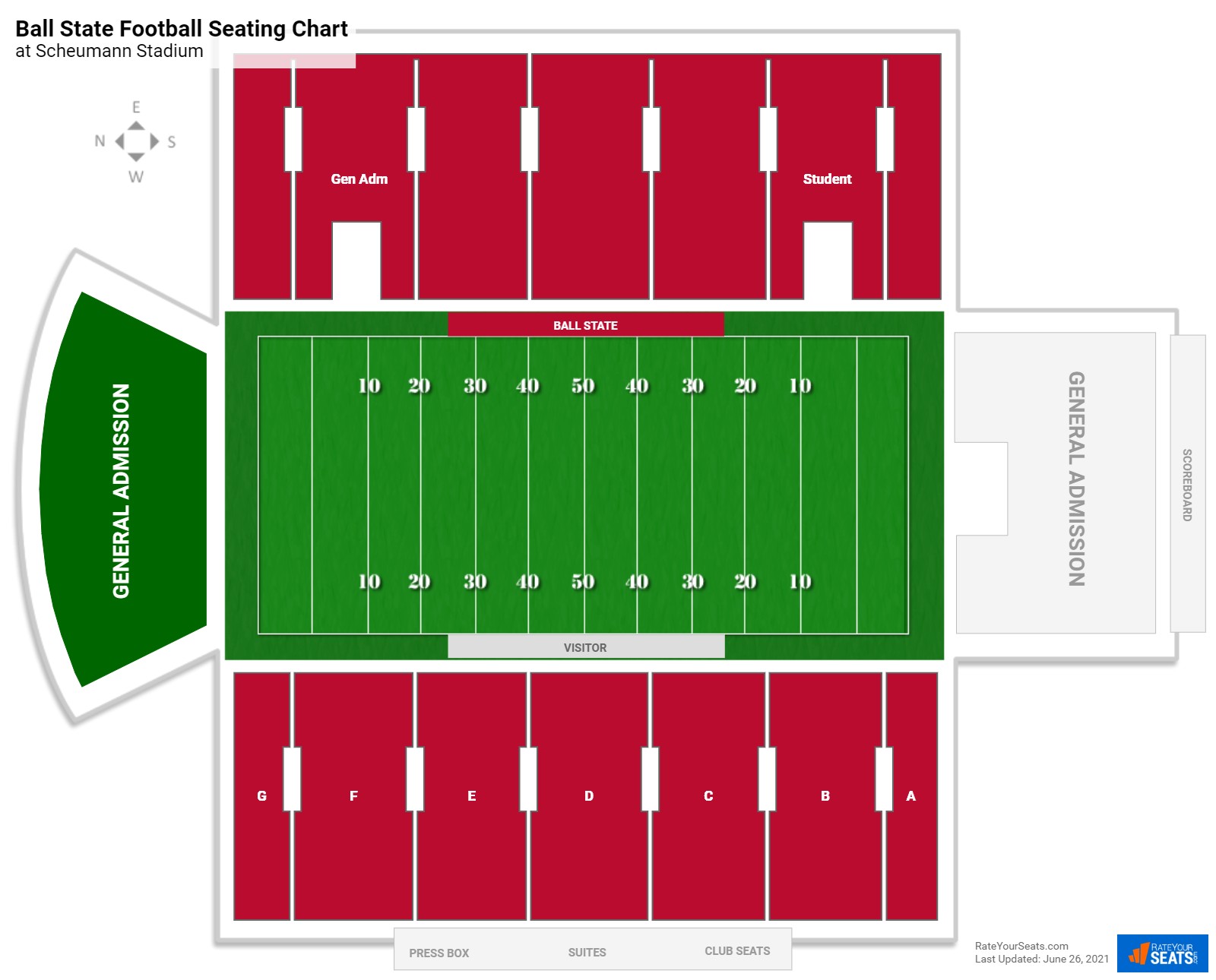 Ball State Cardinals Seating Chart at Scheumann Stadium