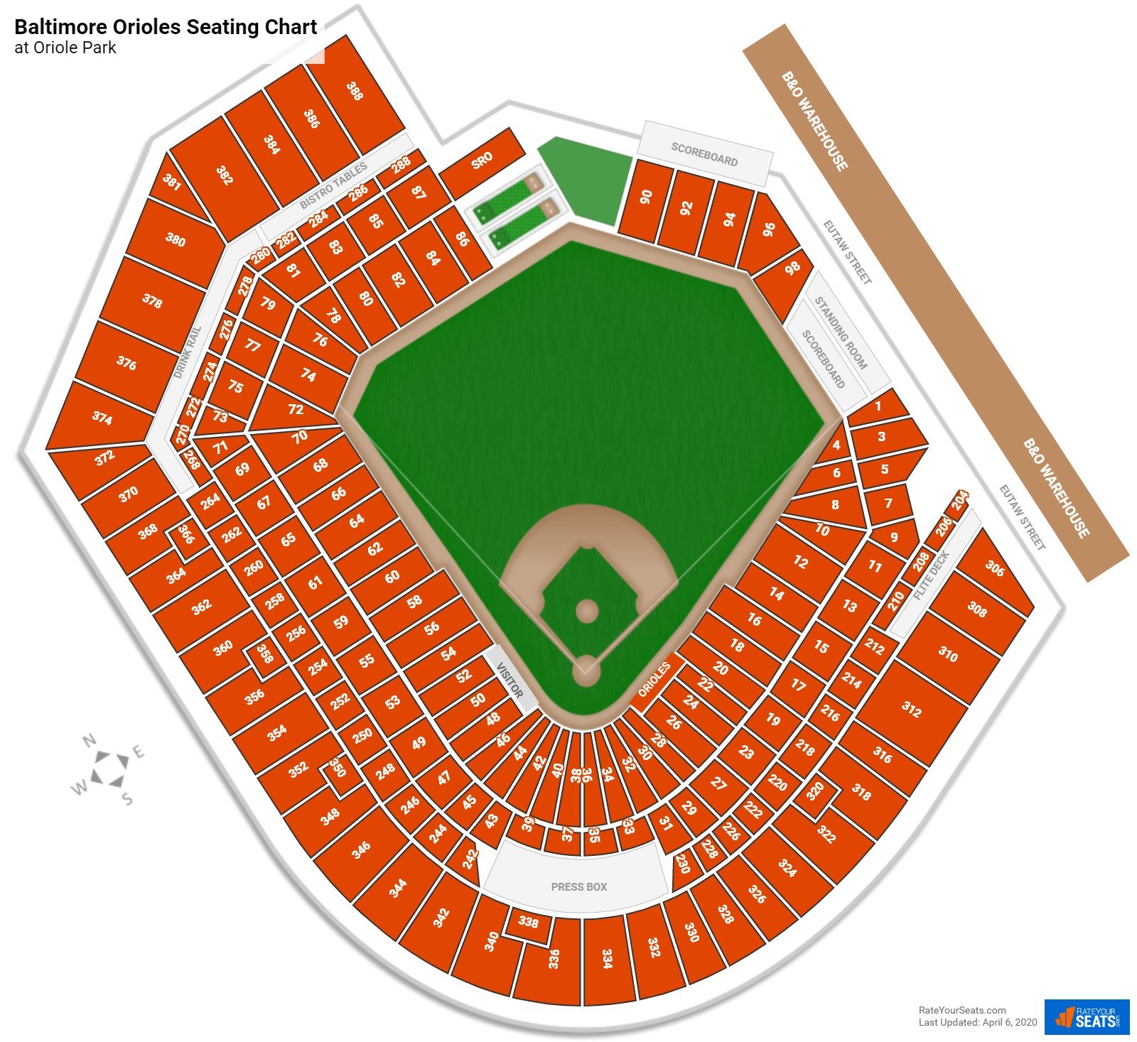 Oriole Park At Camden Yards Seating Map California State Map