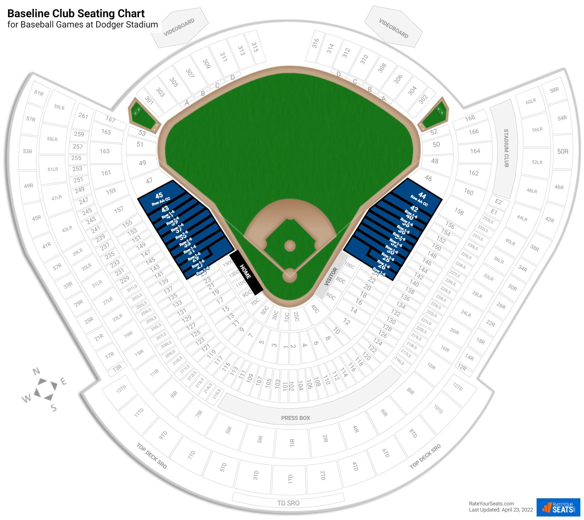 Baseball Baseline Club Seating Chart at Dodger Stadium
