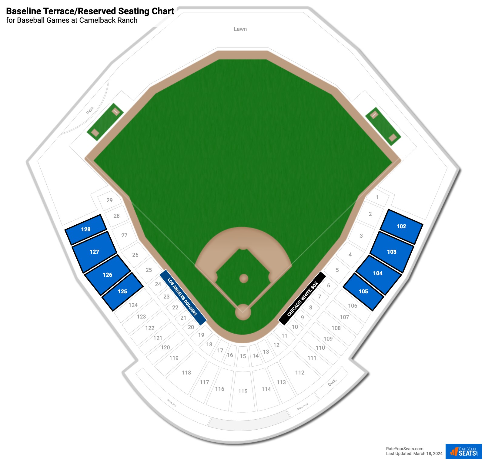 Baseball Baseline Terrace/Reserved Seating Chart at Camelback Ranch
