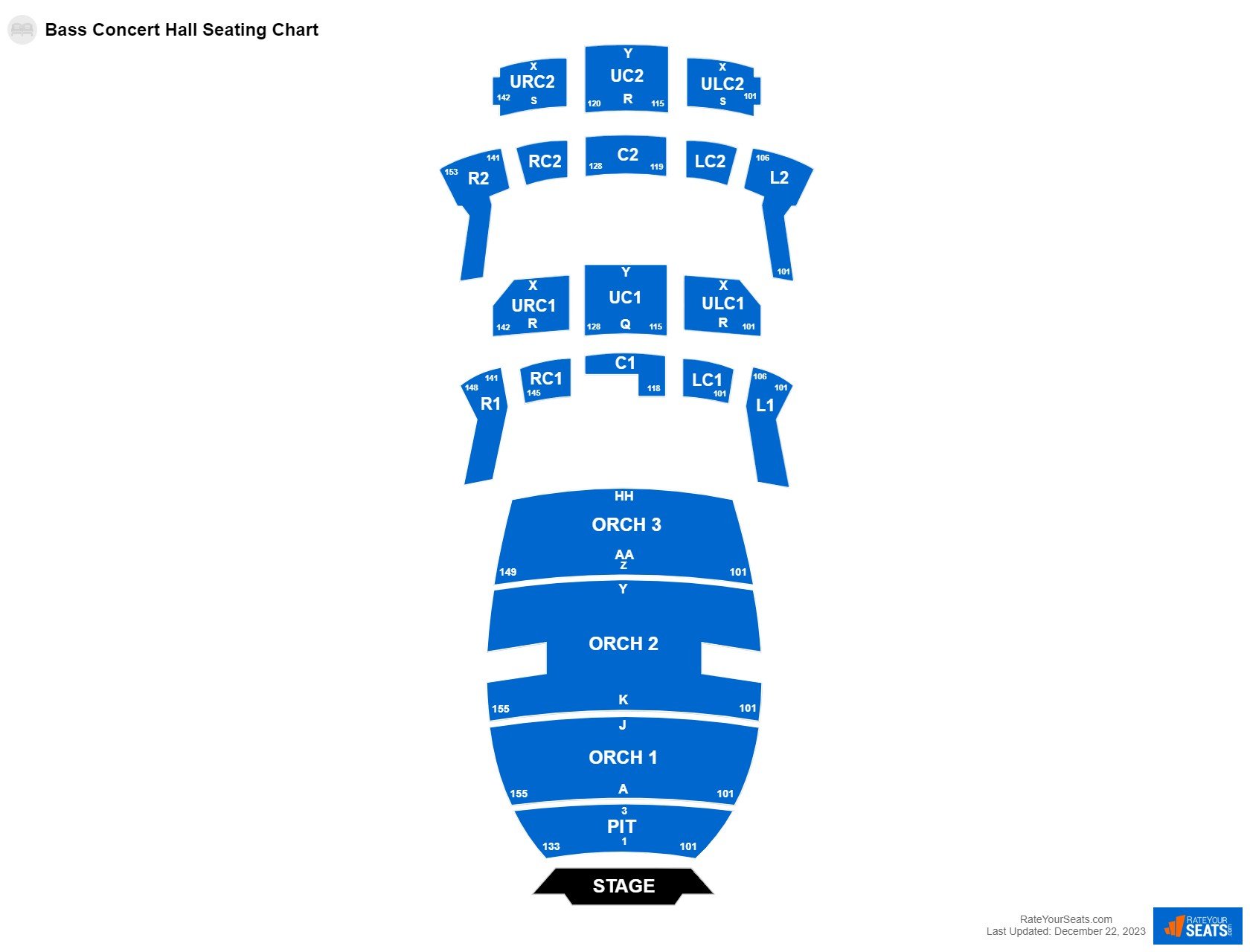 Interactive seating chart Concert seating chart at Bass Concert Hall