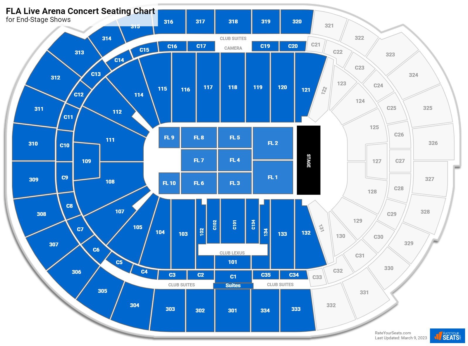 Stadium Seating Map, Nashville Live Music Venues