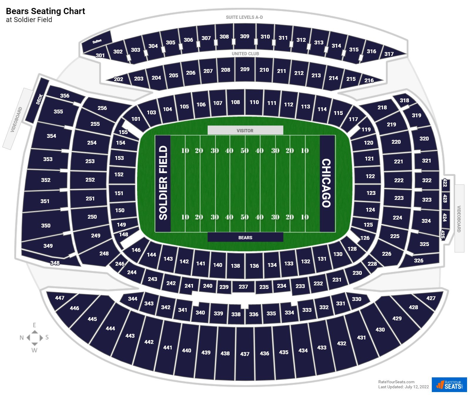 Chicago Bears Seating Chart at Soldier Field