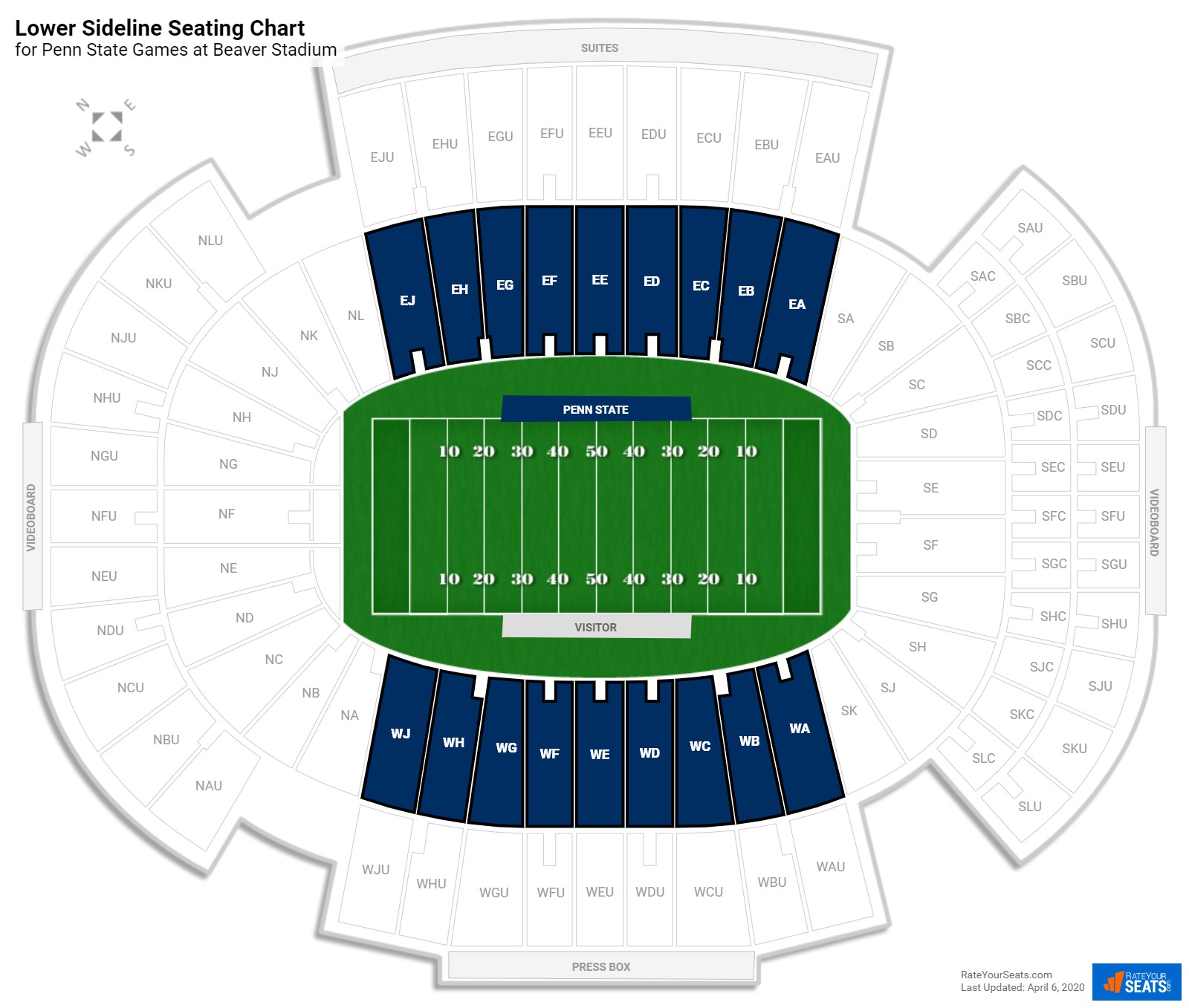 Beaver Stadium Club Level Seating Chart