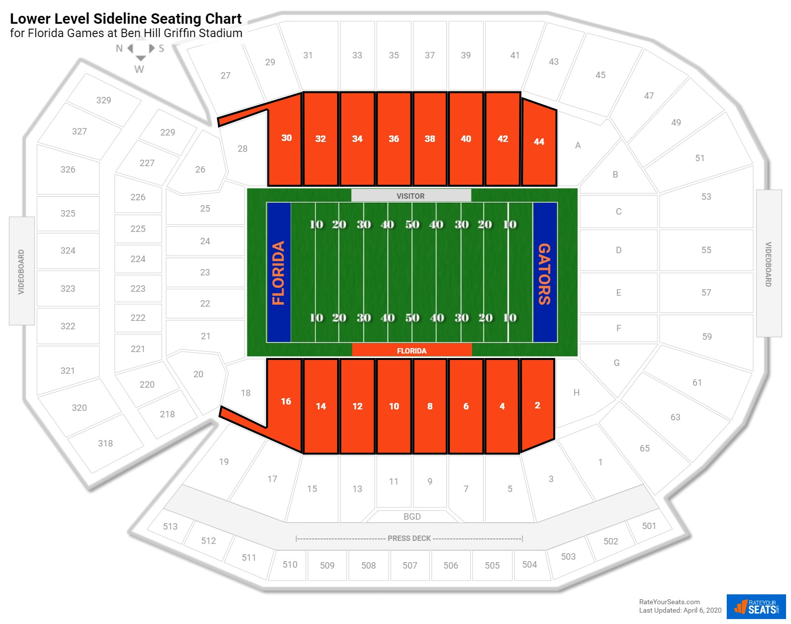 Ben Hill Griffin Stadium Seating Chart With Seat Numbers