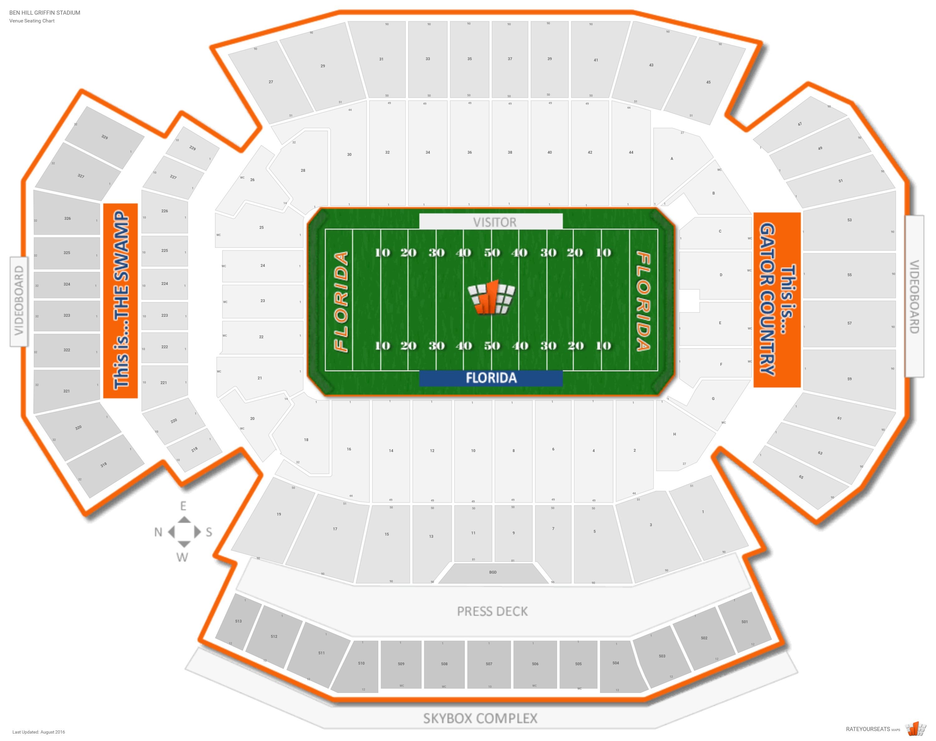 Ben Hill Griffin Stadium Seating Chart With Seat Numbers