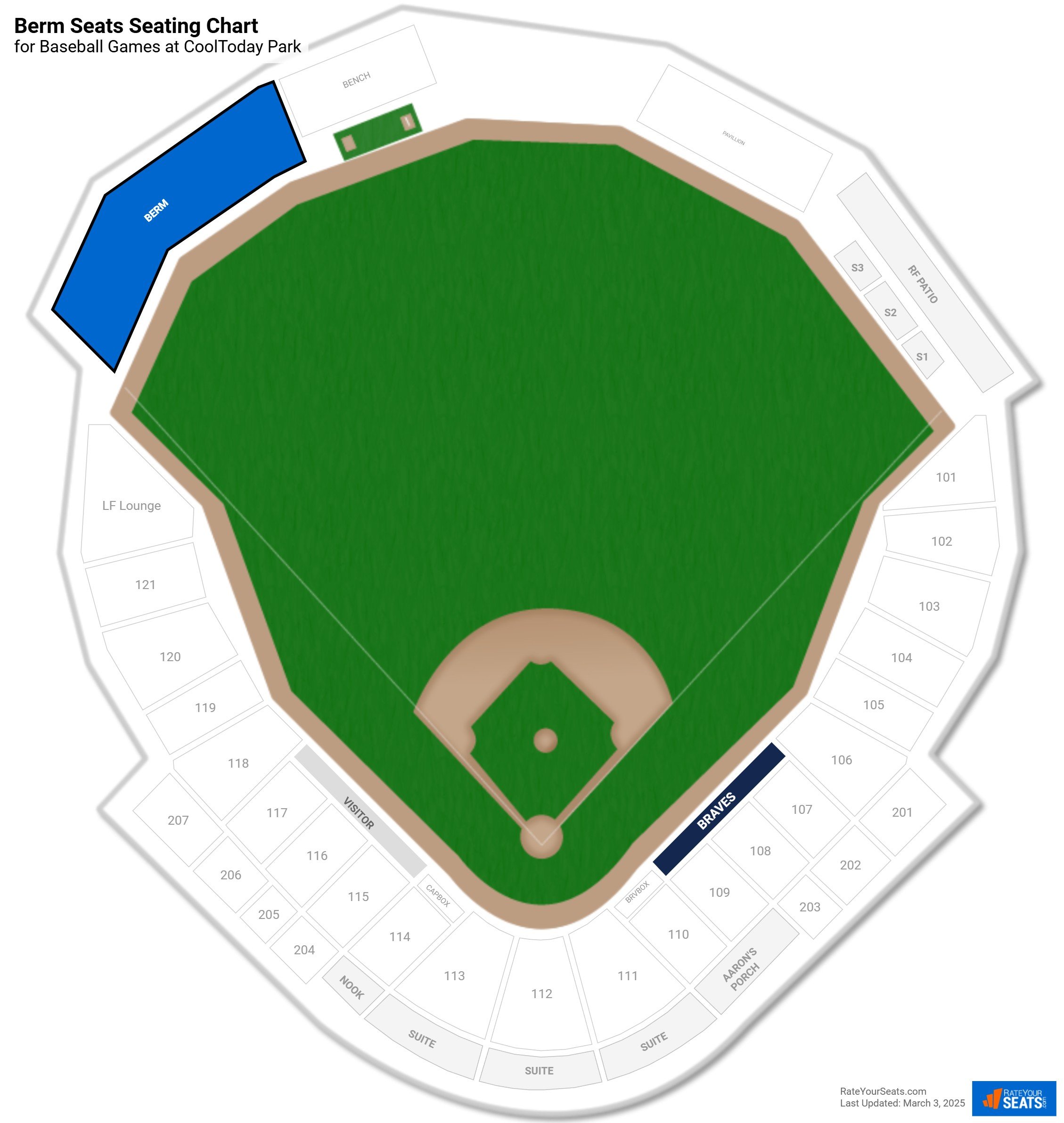 click to enlarge Baseball Berm Seats Seating Chart at CoolToday Park