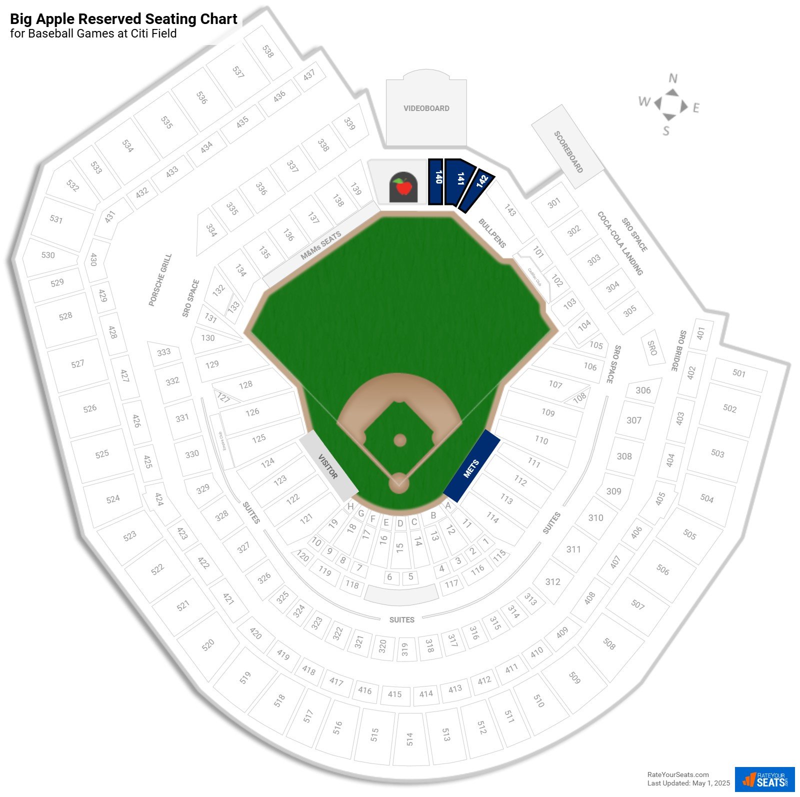 click to enlarge Baseball Big Apple Reserved Seating Chart at Citi Field