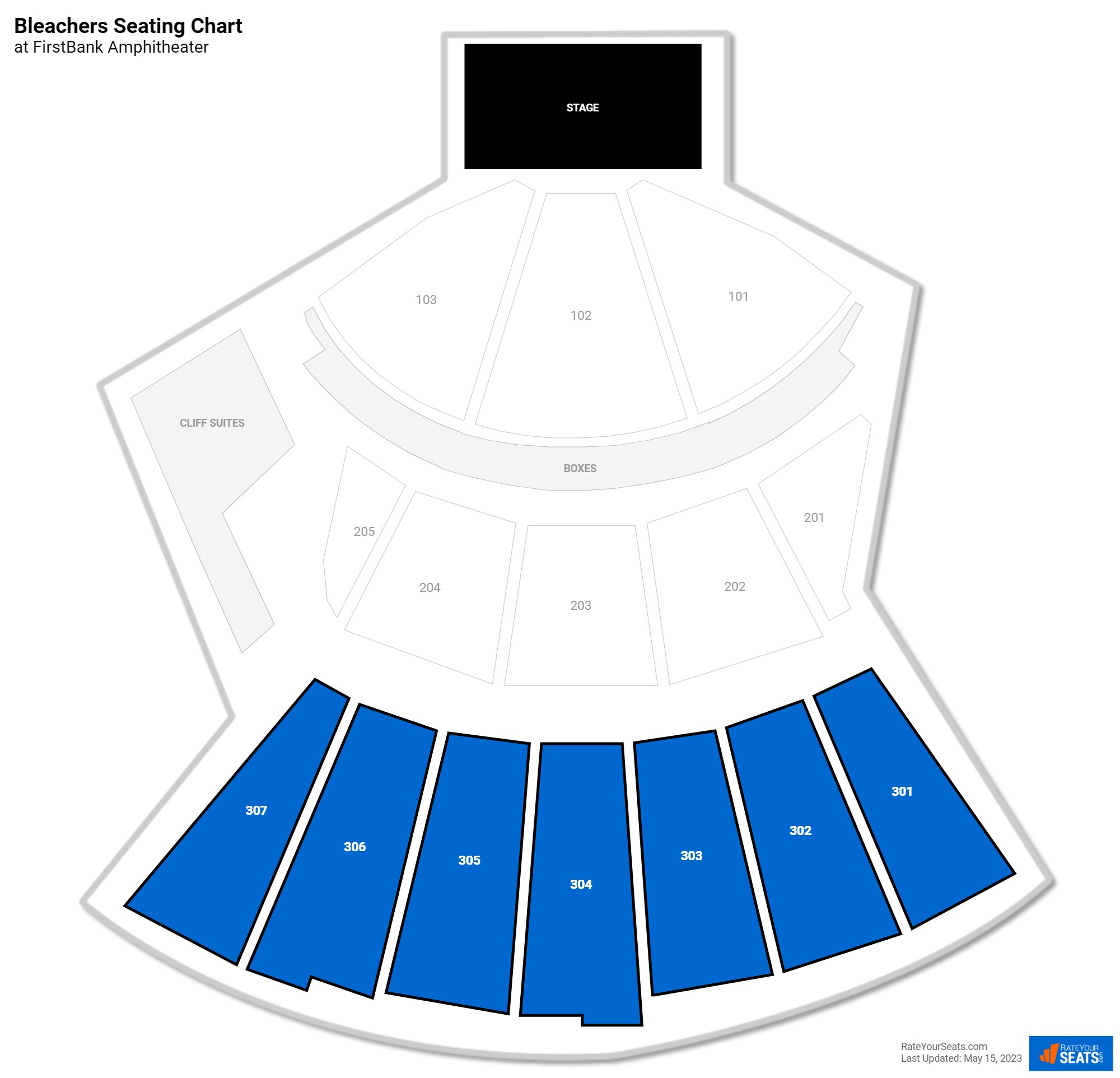 click to enlarge Concert Bleachers Seating Chart at FirstBank Amphitheater