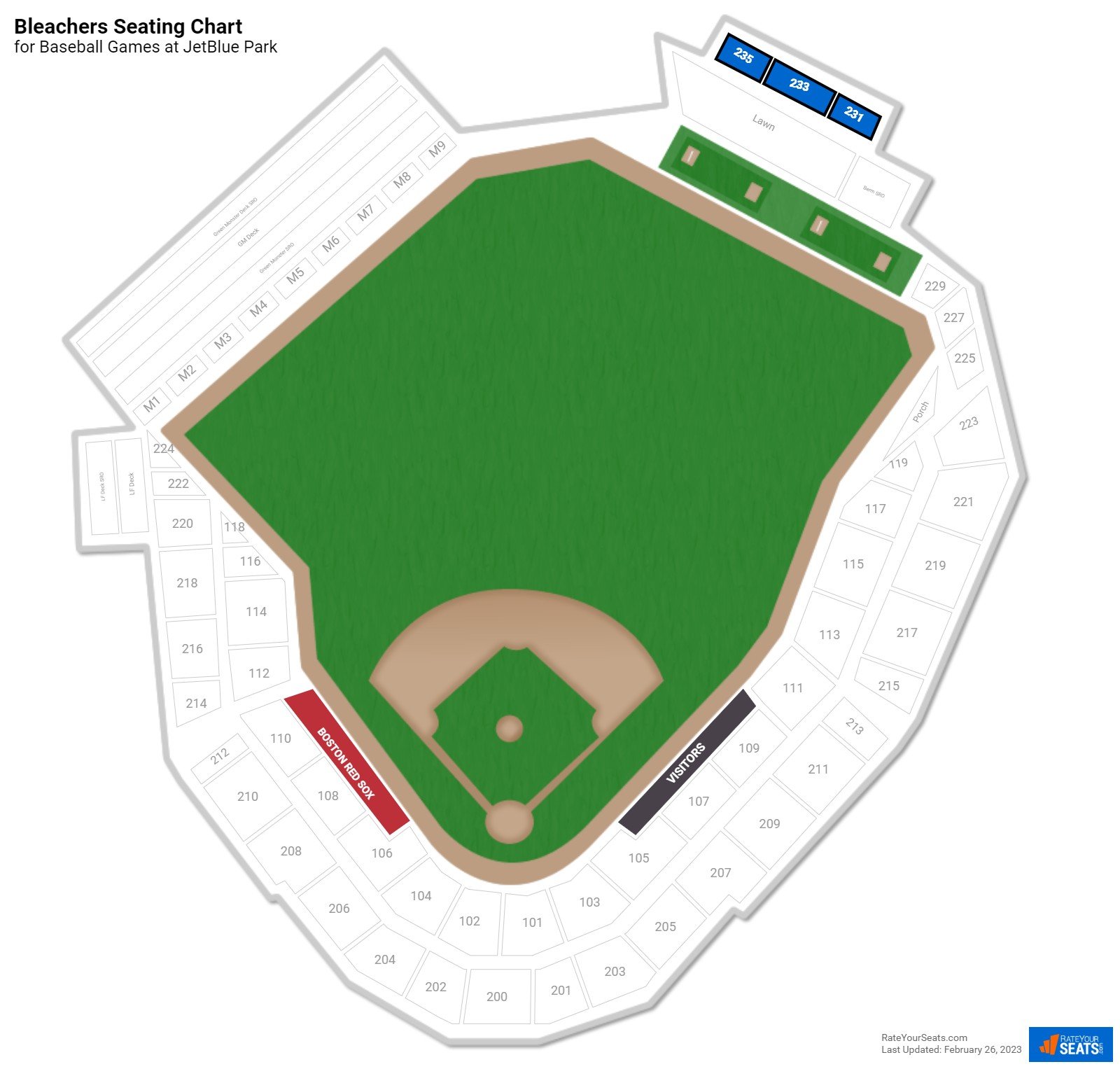 click to enlarge Baseball Bleachers Seating Chart at JetBlue Park