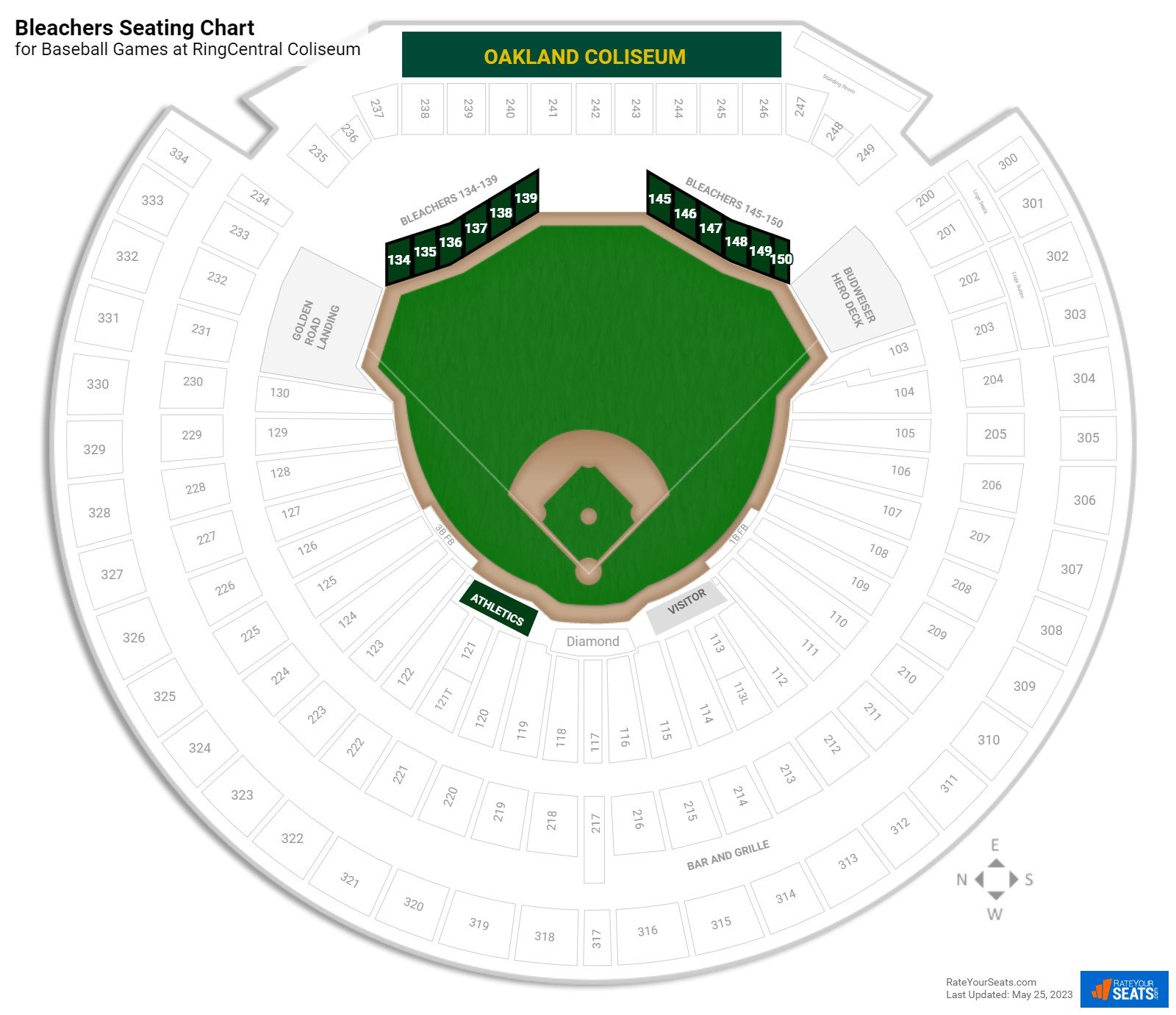 Baseball Bleachers Seating Chart at RingCentral Coliseum