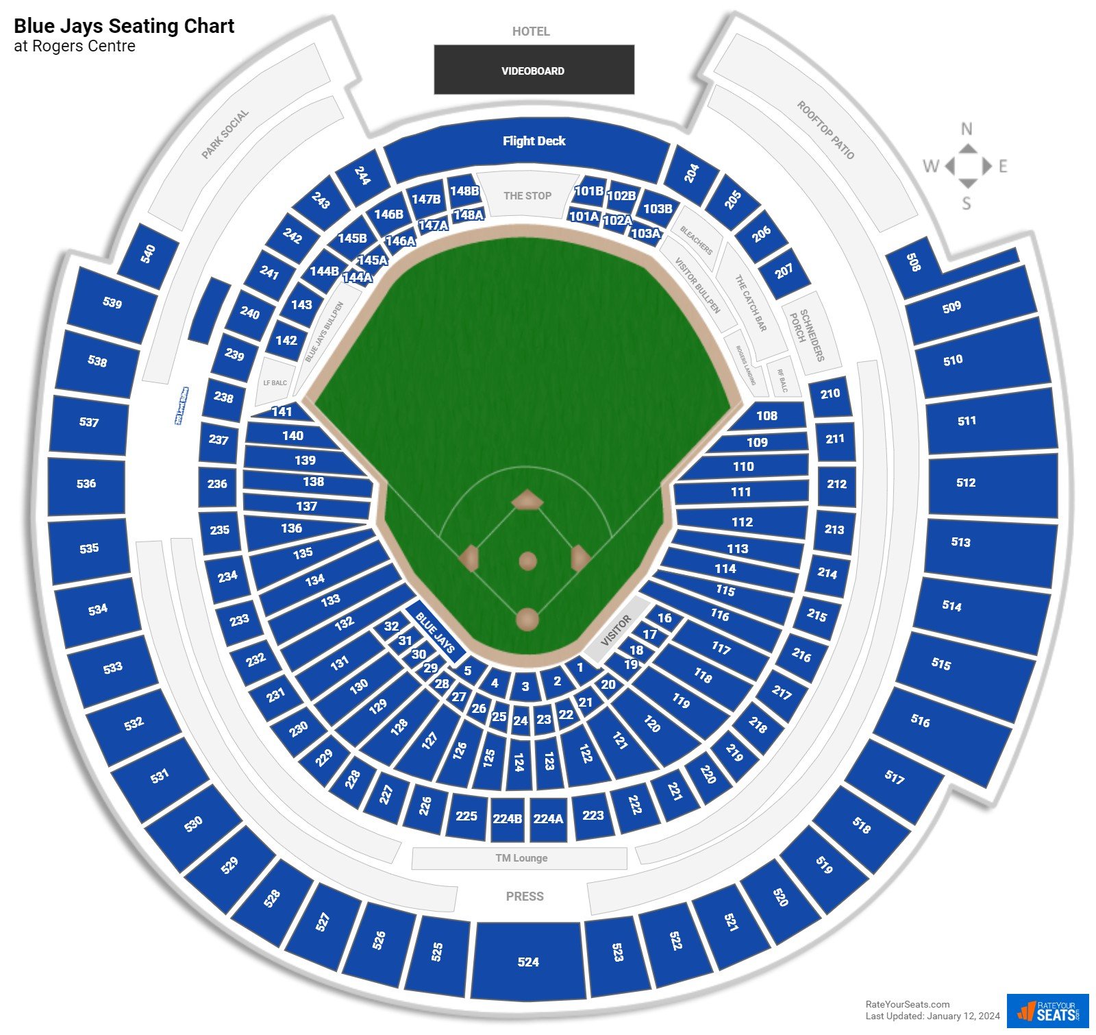 Toronto Blue Jays Seating Chart at Rogers Centre